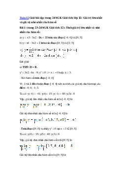 Giải bài tập trang 24 SGK Toán 12: Giá trị lớn nhất và giá trị nhỏ nhất của hàm số