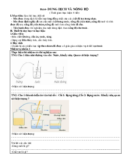 Giáo án Khoa học tự nhiên 8 Bài 4: Dung dịch và nồng độ | Kết nối tri thức