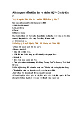 Ai là người đầu tiên tìm ra châu Mỹ? - Địa lý lớp 7