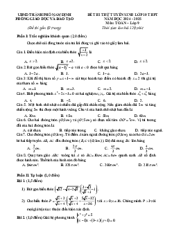 Đề thi thử Toán tuyển sinh lớp 10 năm 2024 – 2025 phòng GD&ĐT TP Nam Định
