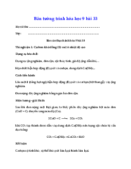 Bản tường trình hóa học 9 bài 33