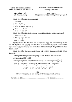 Đề cuối học kỳ 2 Toán 8 năm 2022 – 2023 phòng GD&ĐT Hoàng Mai – Nghệ An