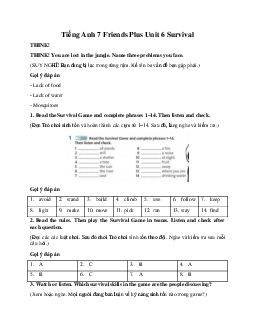 Tiếng Anh 7 Friends Plus Unit 6 Survival