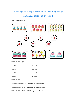 Đề thi học kì 1 lớp 1 môn Toán sách Kết nối tri thức năm 2023 - 2024 - Đề 1