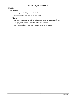 Chuyên đề nhân, chia số hữu tỉ