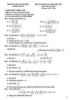 Đề cương giữa kì 2 Toán 8 năm 2023 – 2024 trường THCS Lê Quý Đôn – Hà Nội