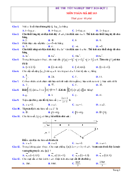 Đề thi tốt nghiệp thpt môn toán 2020 đợt 2 có đáp án và lời giải chi tiết