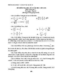 Đề thi học kỳ 1 Toán 7 năm 2019 – 2020 phòng GD&ĐT Quận 12 – TP HCM