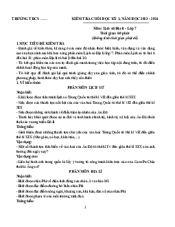 Đề thi học kì 1 môn Lịch sử - Địa lí 7 năm 2023 - 2024 sách Chân trời sáng tạo - Đề 5