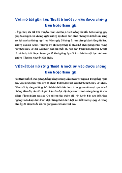 Viết đoạn mở bài và đoạn kết bài Thuật lại một sự việc được chứng kiến hoặc tham gia | Tập làm văn 4