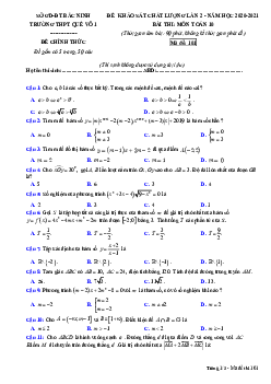 Đề khảo sát chất lượng lần 2 Toán 10 năm 2020 – 2021 trường Quế Võ 1 – Bắc Ninh