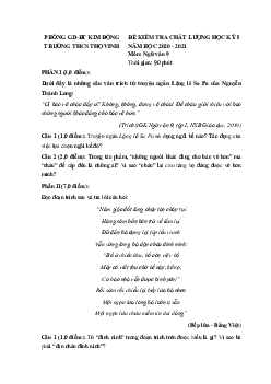 Đề thi học kì 1 Văn 9 Trường THCS Thọ Vinh, Kim Động năm 2020 - 2021