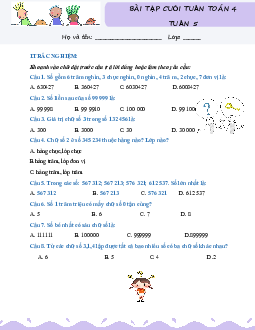 Giải Bài tập cuối tuần lớp 4 môn Toán Kết nối tri thức - Tuần 5
