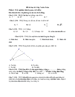 Đề thi học kì 1 môn Toán 7 | Đề 4 | Chân trời sáng tạo