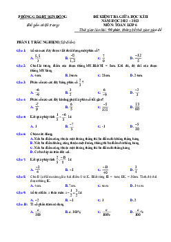 Đề giữa học kì 2 Toán 6 năm 2022 – 2023 phòng GD&ĐT Sơn Động – Bắc Giang