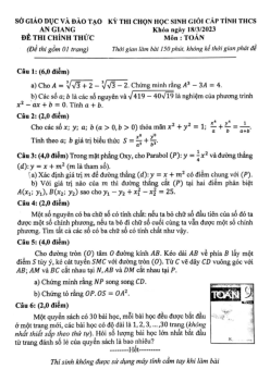 Đề học sinh giỏi cấp tỉnh Toán THCS năm 2022 – 2023 sở GD&ĐT An Giang