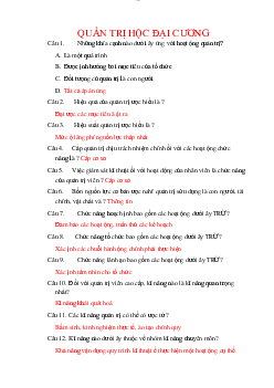 Đề cương ôn thi kết thúc học phần Quản trị học đại cương| Đại học Thăng Long