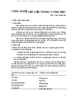 Tóm tắt lý thuyết Công nghệ vật liệu trong y sinh học | Trường Cao đẳng Công nghệ Và Quản trị Sonadezi