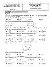 Đề học kỳ 1 Toán 10 năm 2024 – 2025 trường THPT Lương Văn Can – TP HCM