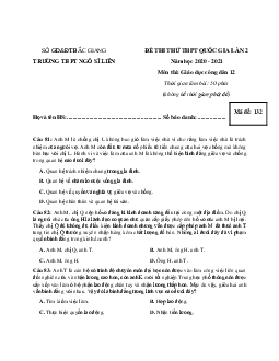 Đề thi thử THPT Quốc gia 2021 môn GDCD trường Ngô Sĩ Liên, Bắc Giang lần 2 (có đáp án)