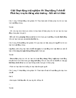 Giải Hoạt động trải nghiệm 10: Hoạt động 5 chủ đề 1 Kết Nối Tri Thức