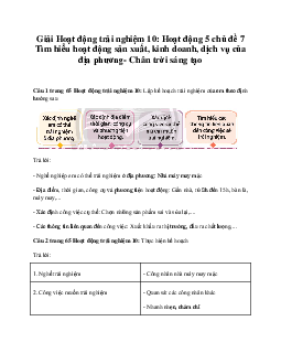 Giải Hoạt động trải nghiệm 10: Hoạt động 5 chủ đề 7 Chân Trời Sáng Tạo