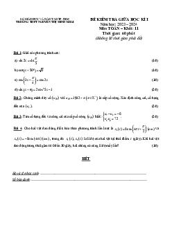 Đề giữa kỳ 1 Toán 11 năm 2023 – 2024 trường THPT Nguyễn Thị Minh Khai – TP HCM