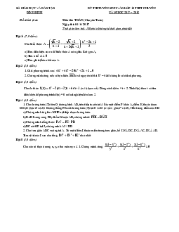 Đề thi tuyển sinh lớp 10 THPT chuyên năm học 2017 – 2018 môn Toán sở GD và ĐT Bình Định