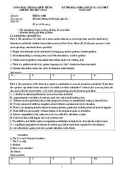 Đề thi thử số 03 Kỳ Thi HSG Quốc Gia THPT năm 2019