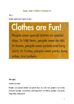 Tiếng Anh lớp 3 Unit 5: Lesson 11 trang 94 Explore Our World