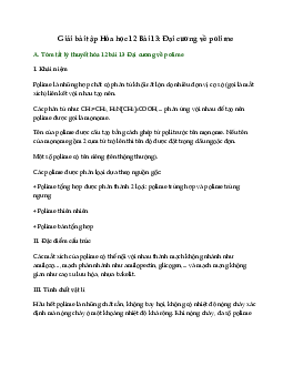 Giải bài tập Hóa 12 bài 13: Đại cương về polime
