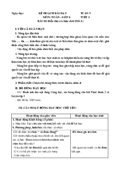 Giáo án Toán lớp 4 Tuần 5 | Chân trời sáng tạo