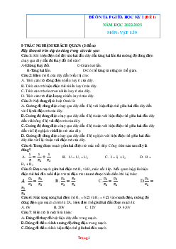 TOP 4 đề ôn tập giữa học kỳ I năm học 2022-2023 môn vật lý 9 (có lời giải)