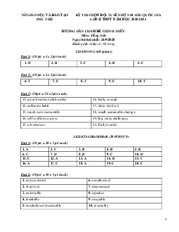 (Đáp án) Kì thi chọn đội tuyển chính thức dự thi HSG quốc gia lớp 12 THPT tỉnh Phú Thọ năm học 2020-2021 môn thi Tiếng Anh ngày 1