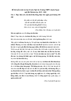 Đề thi tuyển sinh lớp 10 năm học 2019 - 2020 trường THPT Chuyên Ngoại ngữ, Hà Nội