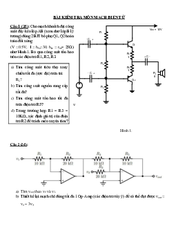 Bài kiểm tra ôn tập môn Mạch điện tử | Đại học Bách khoa Thành phố Hồ Chí Minh