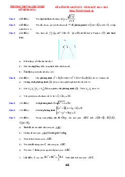 Đề minh họa học kì 1 Toán 10 năm 2021 – 2022 trường THPT Marie Curie – TP HCM