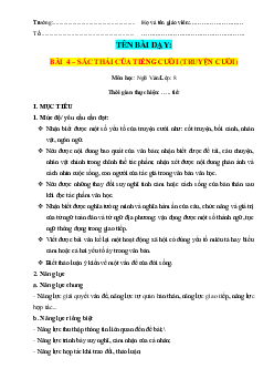 Giáo án Ngữ văn 8 Chân trời sáng tạo bài 4 Sắc thái của tiếng cười