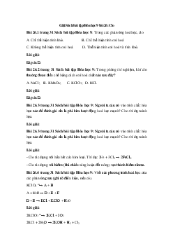 Giải Sách bài tập Hóa học 9 bài 26: Clo