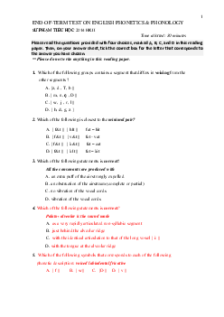 End of term test on English phonetics & phonology