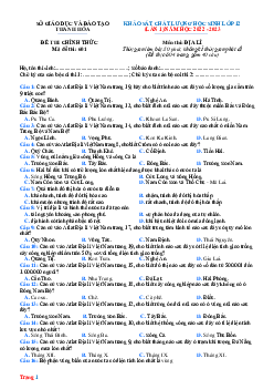 Đề thi thử THPT Quốc gia năm 2023 môn Địa Lí của Sở GD&ĐT Thanh Hóa lần 1 (có đáp án)