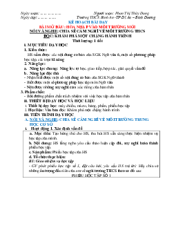 Giáo án Ngữ Văn 6 sách Chân trời sáng tạo Bài 1: Hòa nhập vào môi trường mới