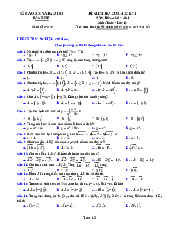 Đề thi cuối học kỳ 1 Toán 10 năm học 2020 – 2021 sở GD&ĐT Bắc Ninh
