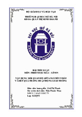 Vận dụng mối quan hệ giữa nguyên nhân  Và kết quả trong hoạt động giao thông | Tiểu luận môn Triết học Mác - Lênin | Trường đại học Mở Hà Nội