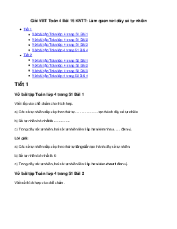 Vở bài tập Toán lớp 4 trang 51 Bài 15: Làm quen với dãy số tự nhiên Kết nối tri thức