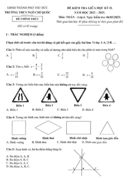 Đề giữa kỳ 2 Toán 6 năm 2022 – 2023 trường THCS Ngô Chí Quốc – TP HCM