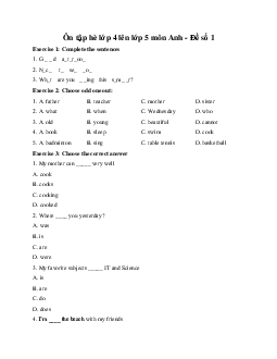 Ôn tập hè lớp 4 lên lớp 5 môn Anh - Đề số 1