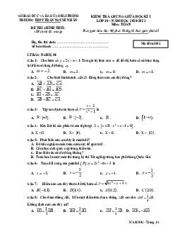 Đề thi giữa HK1 Toán 10 năm 2020 – 2021 trường THPT Trần Nguyên Hãn – Hải Phòng