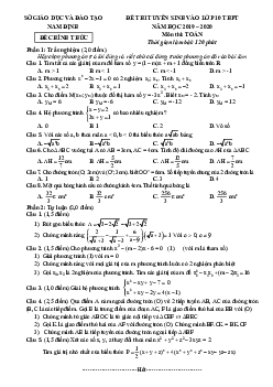 Đề tuyển sinh lớp 10 THPT năm 2019 – 2020 môn Toán sở GD&ĐT Nam Định