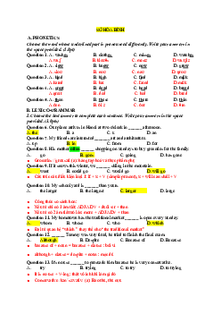 Đề thi tuyển sinh lớp 10 THPT năm học 2022-2023 môn Tiếng Anh (không chuyên) - Sở Giáo dục và Đào tạo Hòa Bình có đáp án và giải thích chi tiết